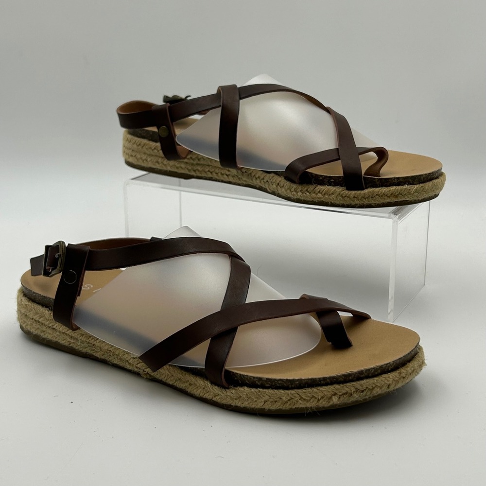 Esprit Judy Sandals Women 8 Brown Strappy‎ Espadrille Flatform Boho Summer